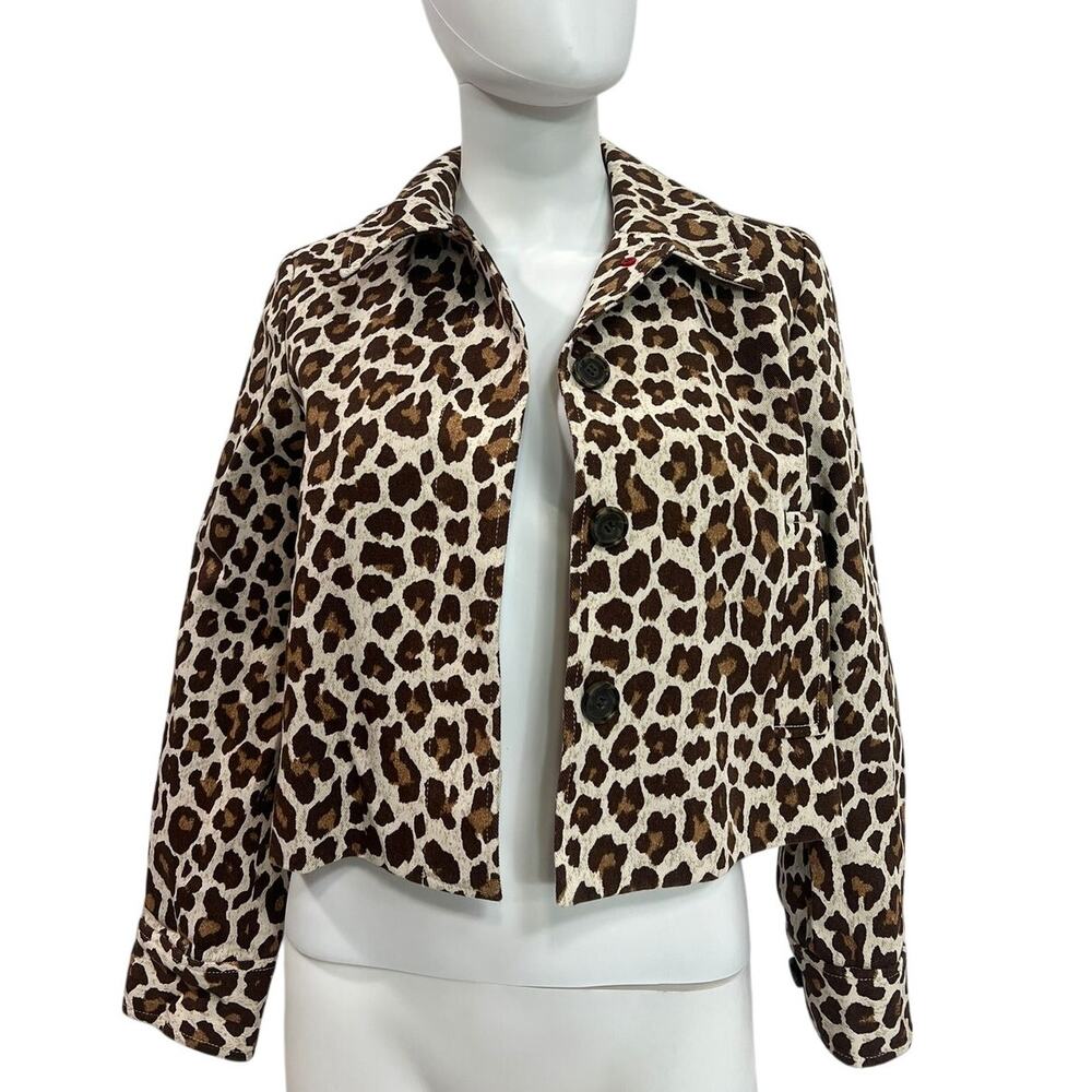 J.Crew Cropped Ivory Chocolate Lady Trench Coat Size 00 - Picture 2 of 5